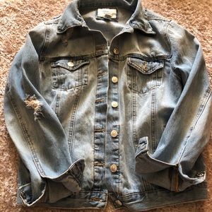 Forever 21 Distressed Jean Jacket Size S